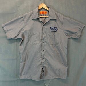 Samuel Adams Boston Brewery Work Shirt Men's Sz L Gray Short Sleeve CornerStone